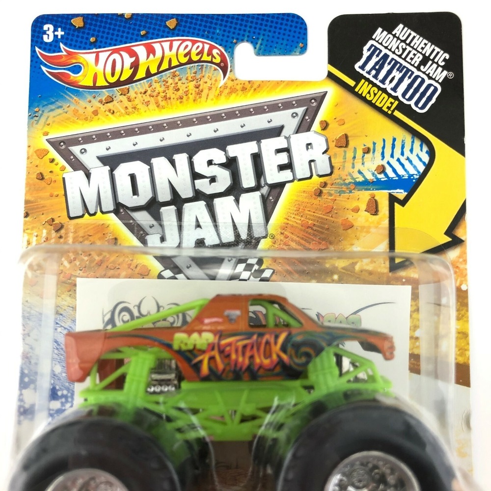 Hot Wheels Monster Jam Monster Truck RAP ATTACK 4x4 Die Cast 1/64 +Tattoo Inside - Picture 7 of 8
